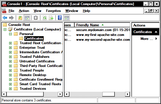 Certificates in MMC