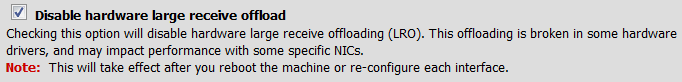 Disable hardware large receive offload